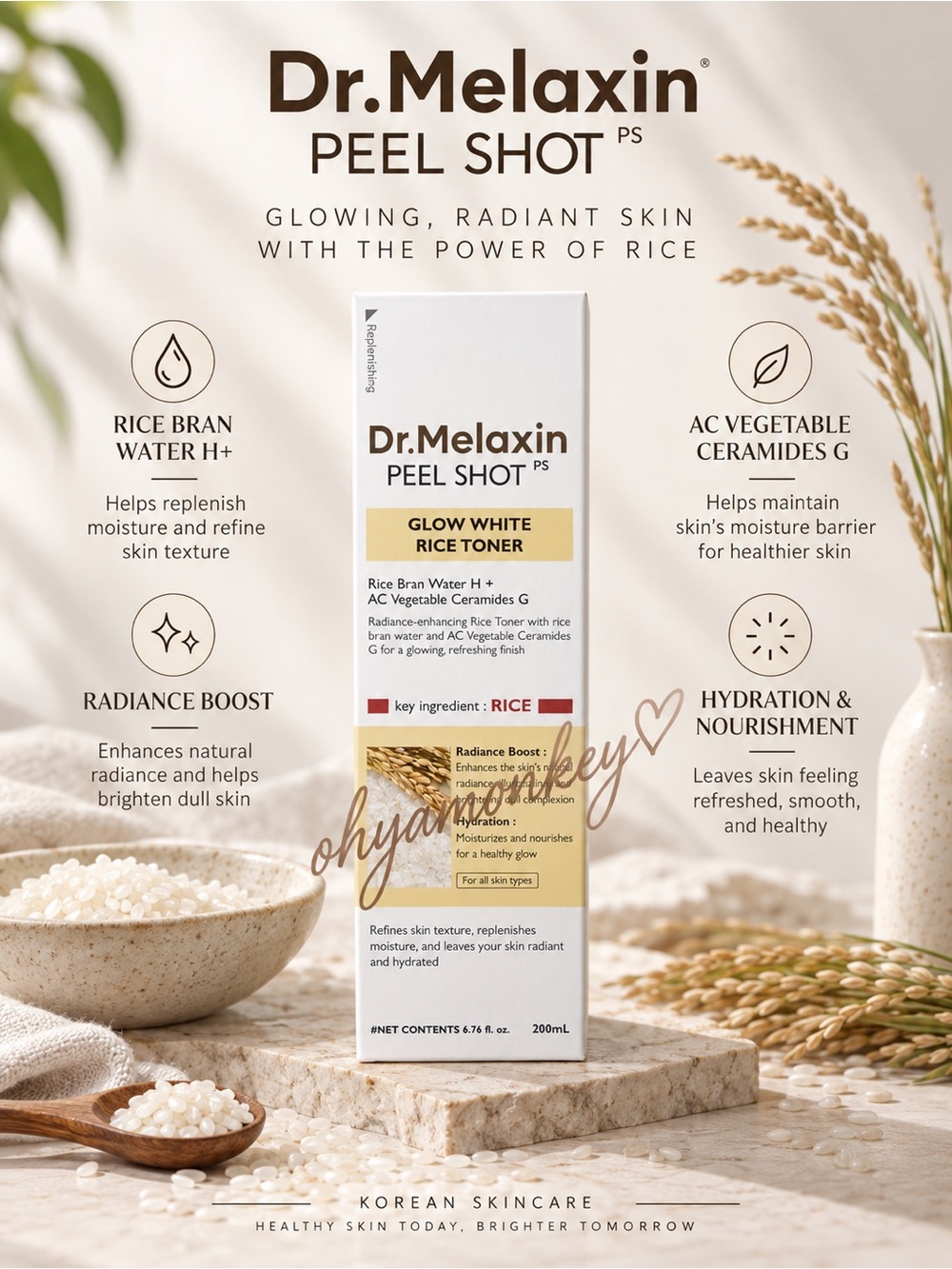 Dr. Melaxin Peel Shot Glow White Rice Toner EXP: 2028/9/10